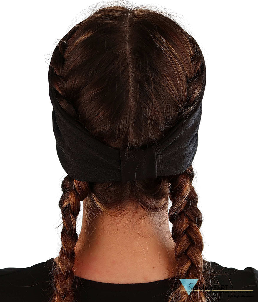 Embellished Reversible Stretch Headband – Stylish Comfortable & USA-Made - Black Headband with Glitter Cross Rhinestud