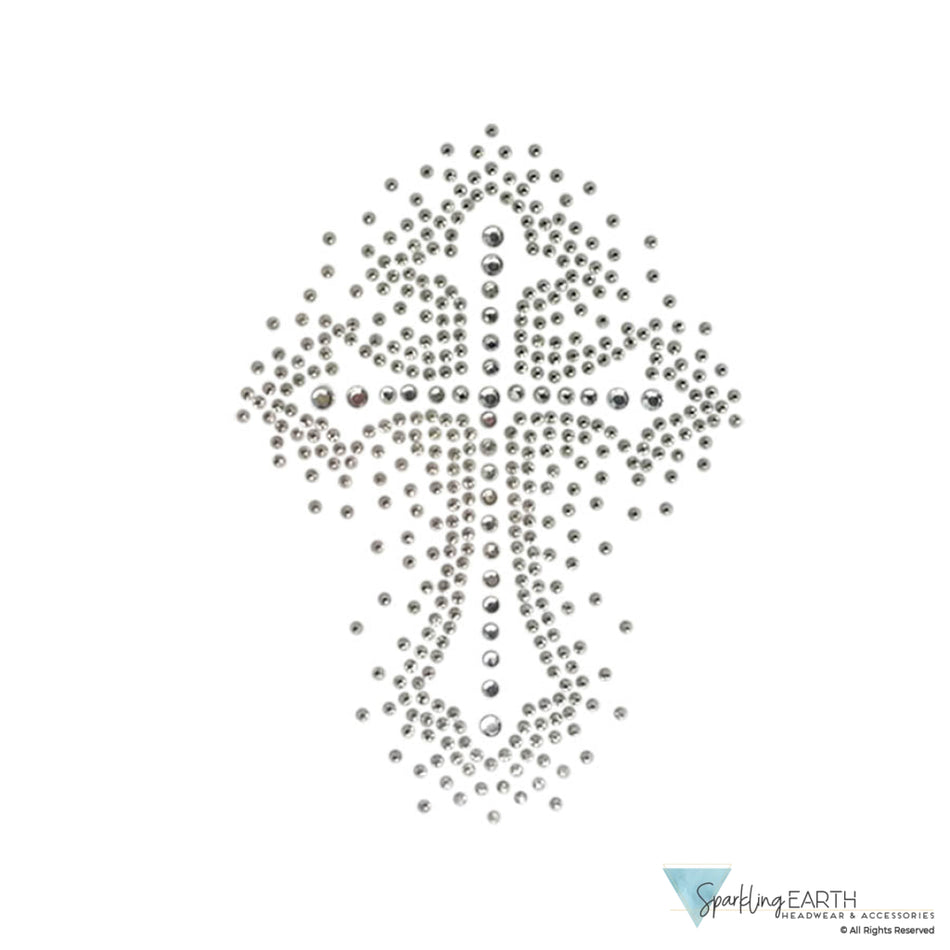 Embellished Classic Skull Cap - Black Skull Cap with Glitter Cross Rhinestud/Stone Design - Classic Skull Caps - Sparkling EARTH