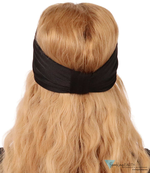 Embellished Stretch Headband - Black With Route 66 Rhinestone Design Headbands