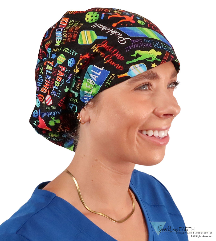 Riley Comfort Surgical Scrub Cap - Pickleball Mania - Riley Comfort Scrub Caps - Sparkling EARTH
