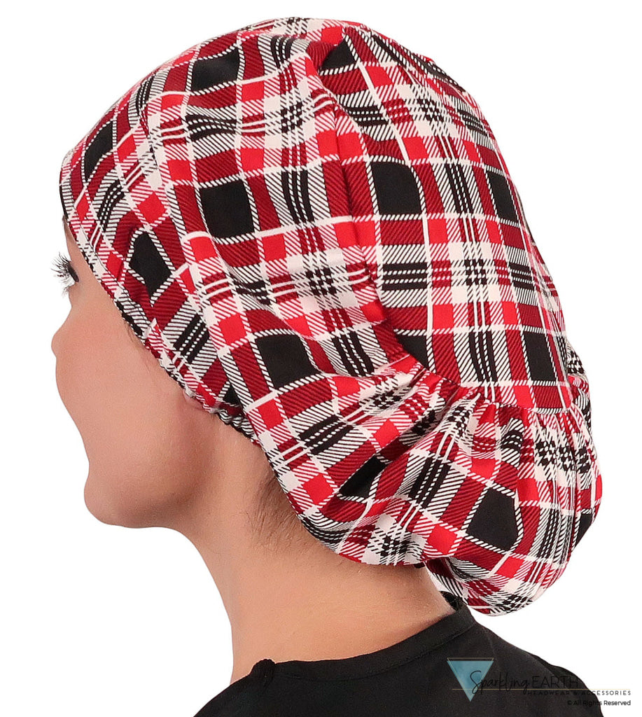 Euro Style Riley Comfort Scrub Cap - American Made - Sassy Classy Plaid Riley Comfort Scrub Caps