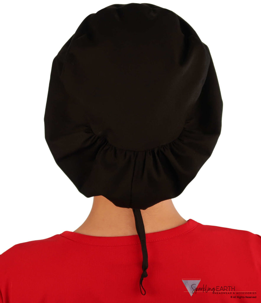 Embellished Riley Comfort Scrub Cap - Red Caduceus Patch on Black - Riley Comfort Scrub Caps - Sparkling EARTH