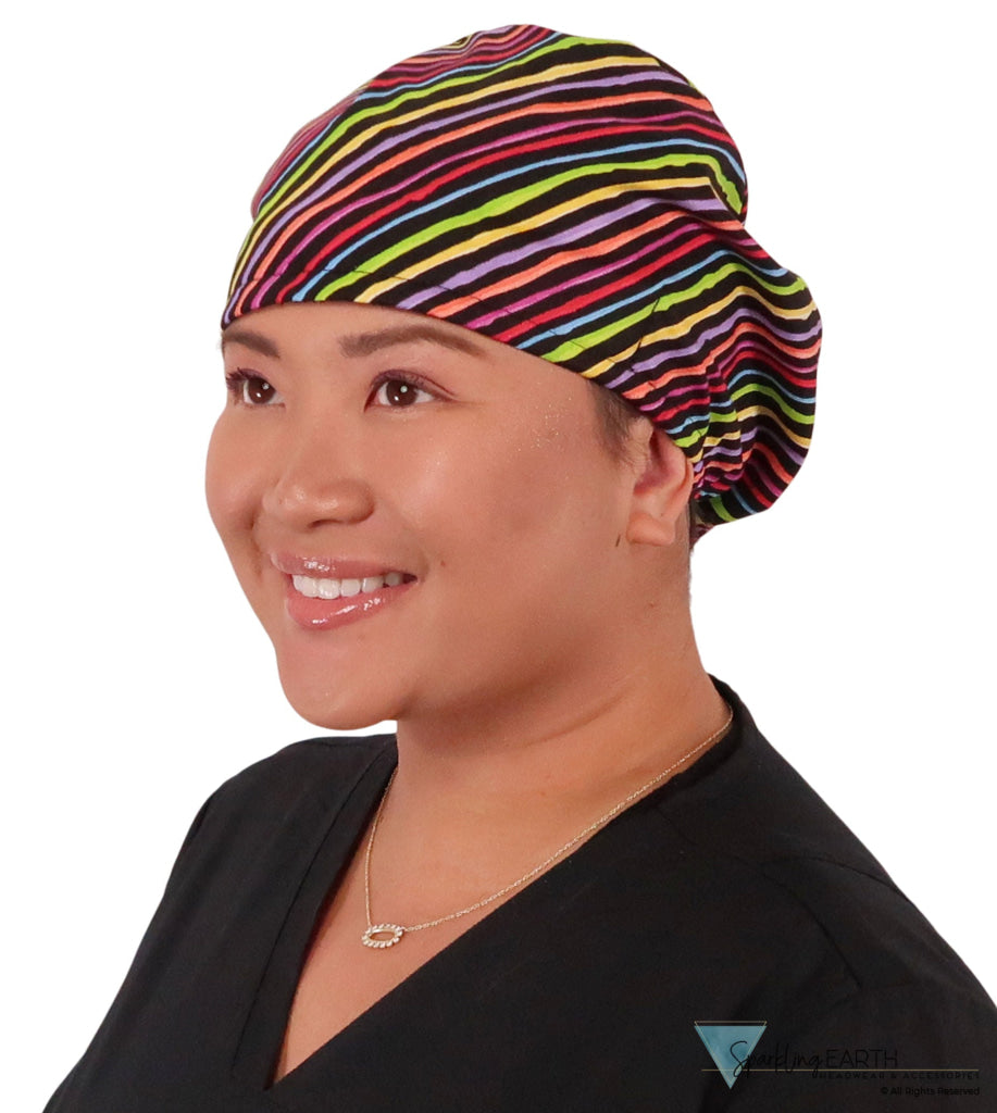 Riley Comfort Scrub Cap - Styl'n Stripes - Riley Comfort Scrub Caps - Sparkling EARTH