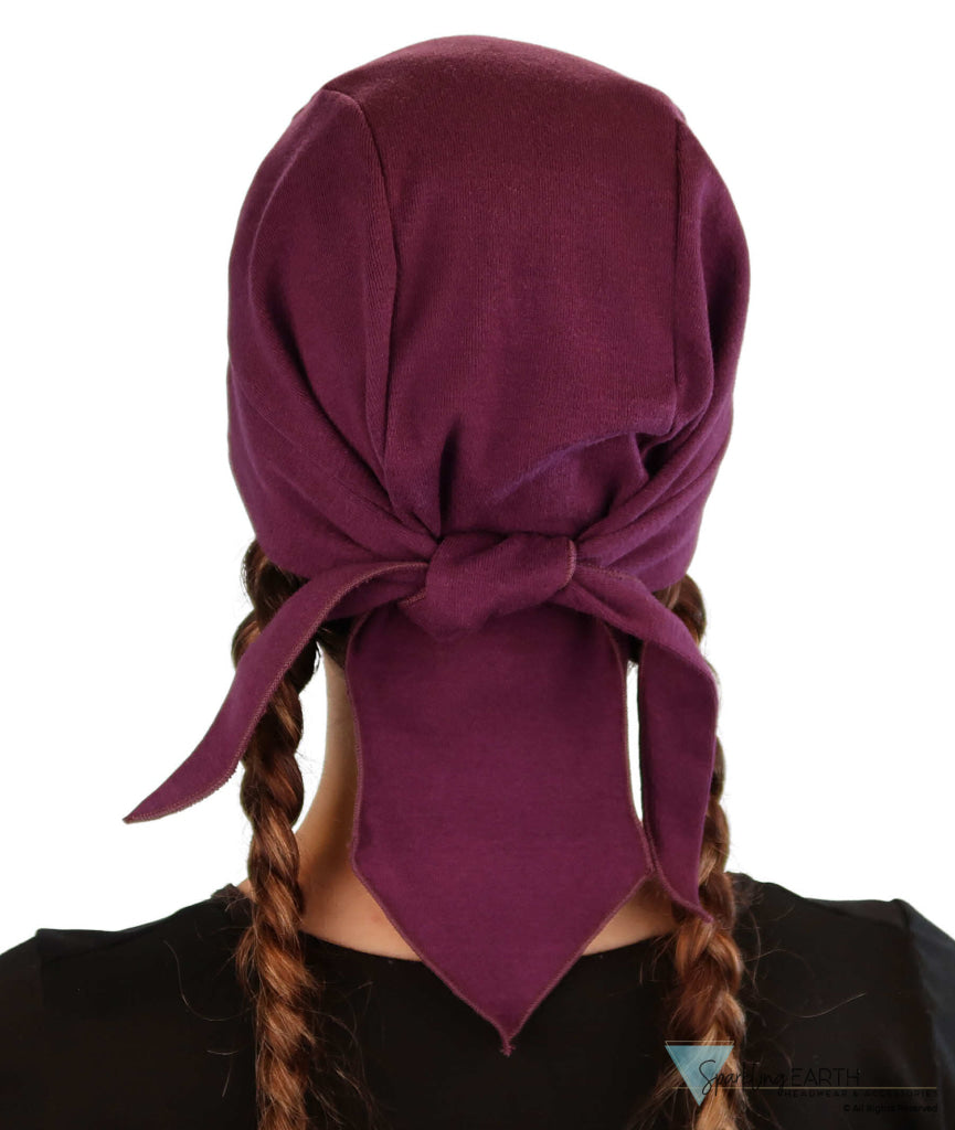 Grand Extra Deep Stretch Skull Cap - Stretchy Sweatband-Free Made in USA - Solid Plum Grand Stretch Skull Caps