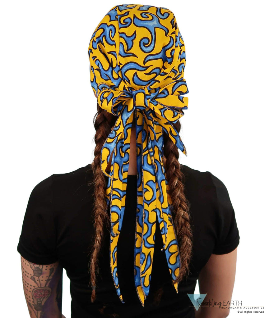 Nomad 10 Skull Cap - Liquid Blue Flames on Yellow - Nomad 10 Skull Caps - Sparkling EARTH