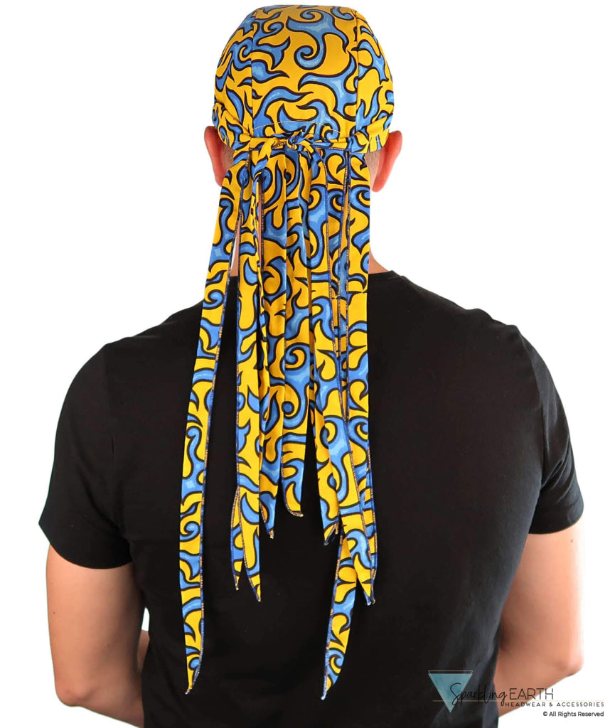Nomad 10 Skull Cap - Liquid Blue Flames on Yellow - Nomad 10 Skull Caps - Sparkling EARTH