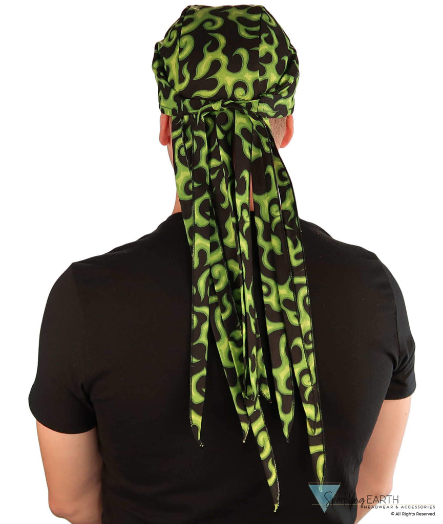 Nomad 10 Skull Cap - Liquid Green Flames on Black - Nomad 10 Skull Caps - Sparkling EARTH