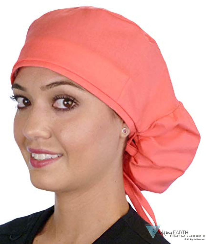 Sparkling EARTH Big Hair Ponytail Classic Surgical Style Scrub Working Cap Made in The USA! Big Hair Surgical Scrub Caps