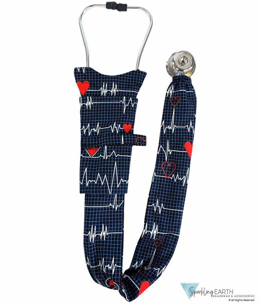 Stethoscope Cover - Heartbeats on Navy - Stethoscope Covers - Sparkling EARTH