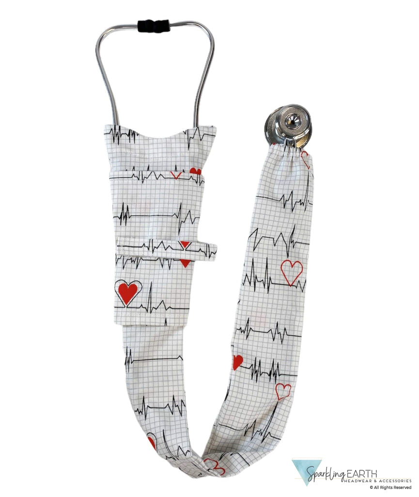 Stethoscope Cover - Heartbeats on White - Stethoscope Covers - Sparkling EARTH