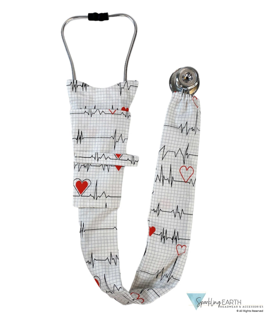 Stethoscope Cover – Heartbeats on White