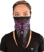 Tri Danna Mask - Purple Butterflies On Black Tri-Danna Masks