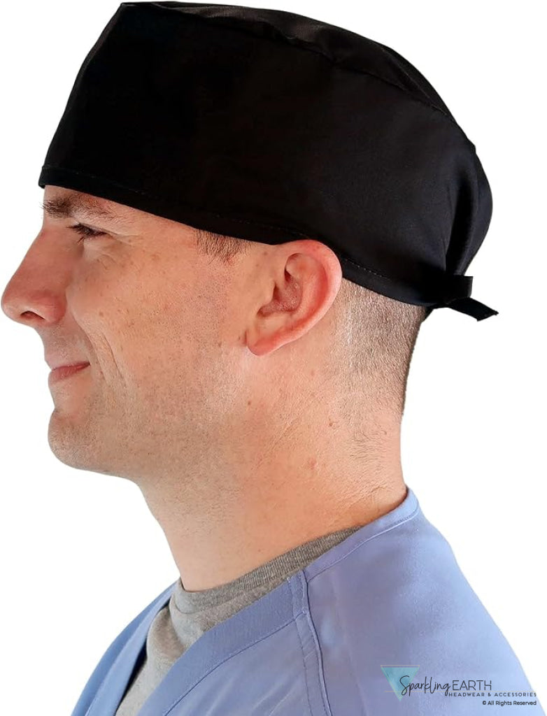 Two Piece Bundle of Solid Black and Navy Blue Unisex Surgical Style Scrub Cap - 100% Cotton - Made in The USA! Surgical