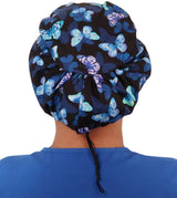 Riley Comfort Scrub Cap - Blissful Blue Butterflies - Riley Comfort Scrub Caps - Sparkling EARTH