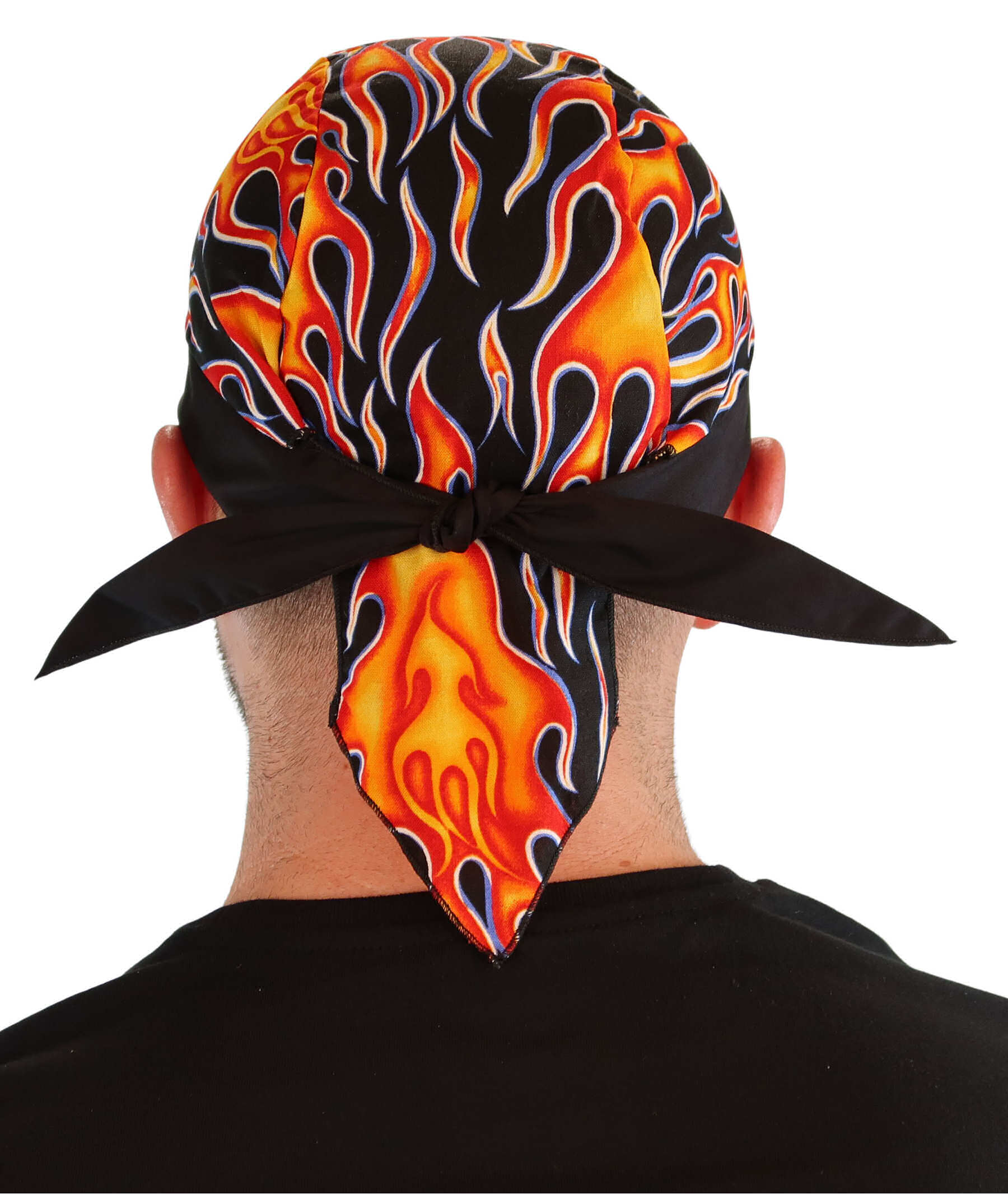 Breathable Cotton Skull Caps: Perfect for Any Activity - Hot Rod Flames with Black Band Classic Skull Caps