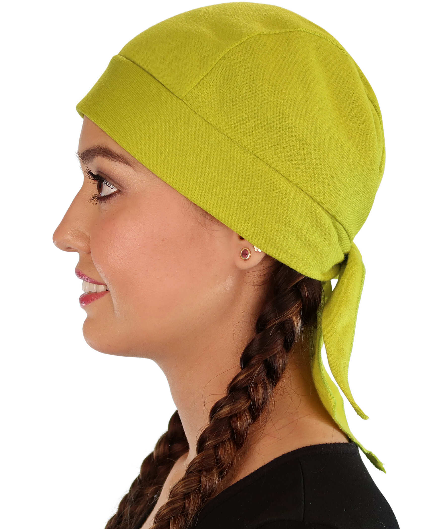 Grand Extra Deep Stretch Skull Cap - Stretchy Sweatband-Free Made in USA - Solid Lime Green Grand Stretch Skull Caps