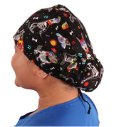 Riley Comfort Scrub Cap - X-Ray Dogs on Black