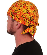 Classic Skull Cap - Raw Flames Yellow, Black & Orange