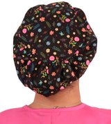 Riley Comfort Surgical Cap - Wildflower Wonders on Black