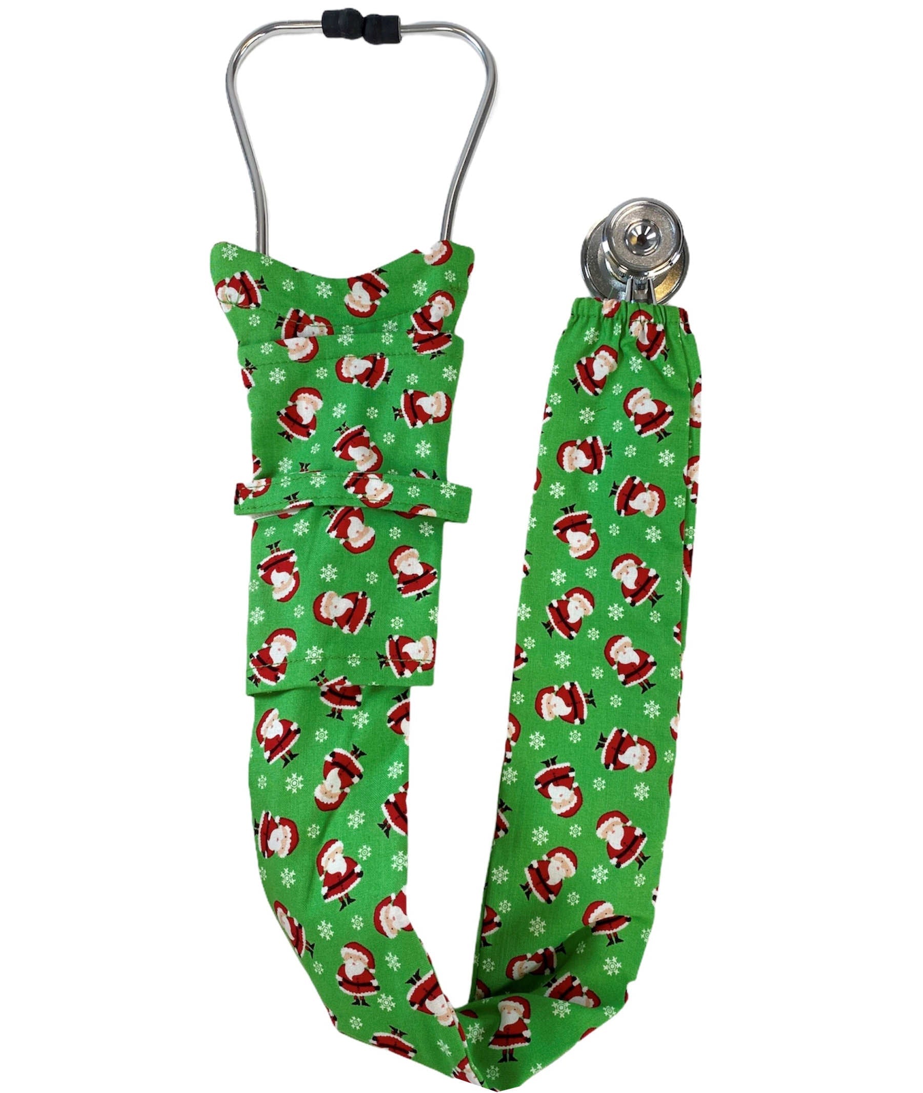 Stethoscope Cover – Mini Santas on Green Main Image