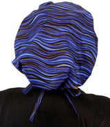 Banded Bouffant Surgical Scrub Cap - Waves of Blue - Banded Bouffant Surgical Scrub Caps - Sparkling EARTH