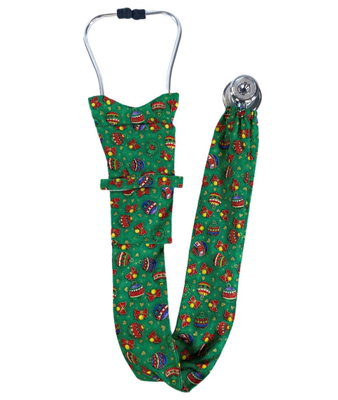 Stethoscope Cover - Christmas Decorations on Green