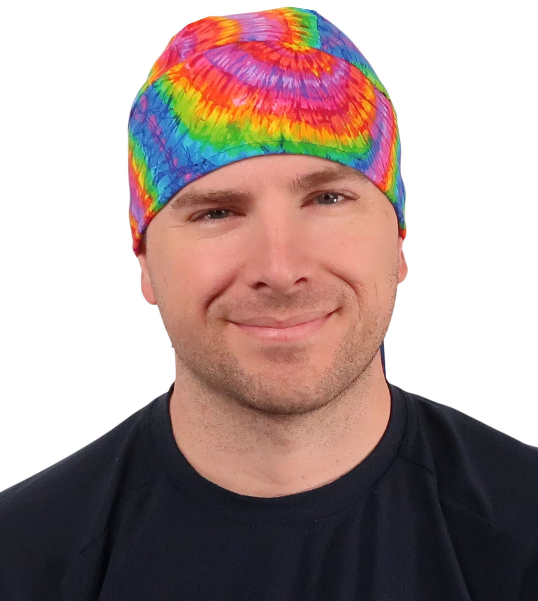 Deluxe Extra Deep Skull Cap – Terry Sweatband Adjustable Fit - Made in USA - Tie Dye Extra Deep Deluxe Skull Caps