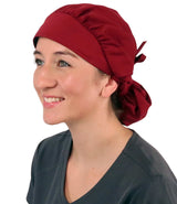 Banded Bouffant Surgical Scrub Cap - Solid Red Wine