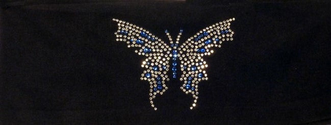 Embellished Reversible Stretch Headband – Stylish Comfortable & USA-Made - Black Headband with Large Blue & Silver