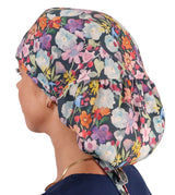 Big Hair Surgical Scrub Cap - Wonderful Watercolor Blooms