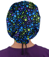 Riley Comfort Cap - Blue, Green & Purple Dots - Riley Comfort Scrub Caps - Sparkling EARTH