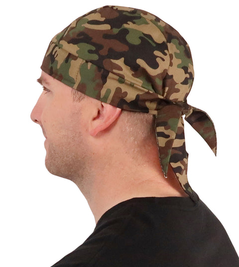 Breathable Cotton Skull Caps - Woodland Camo - Classic Skull Caps - Sparkling EARTH