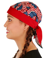 Classic Skull Cap - Small Tossed US Flag with Red Band