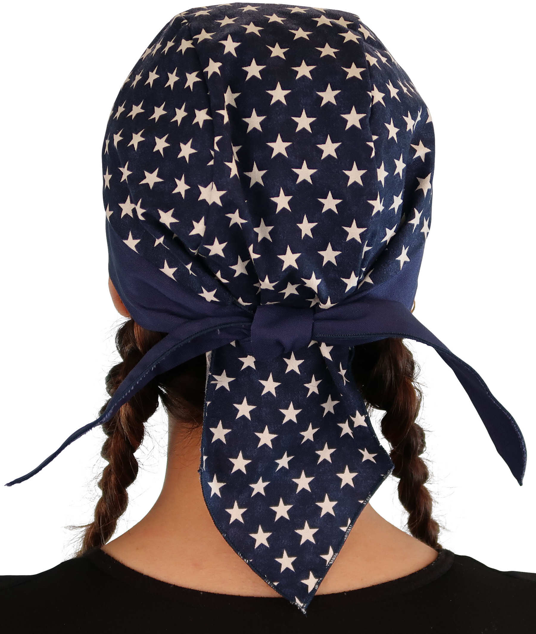 Breathable Cotton Skull Caps: Perfect for Any Activity - Navy Blue with Stars and Navy Band Classic Skull Caps