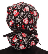 Banded Bouffant Surgical Scrub Cap - Let it Snow with Black Ties