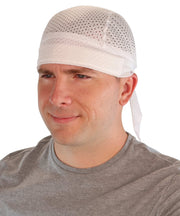 Stretch Mesh Skull Cap - White on White