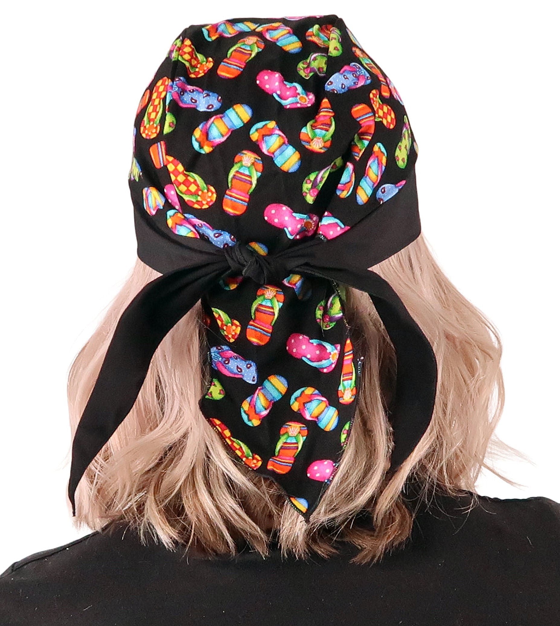 Breathable Cotton Skull Caps: Perfect for Any Activity - Tossed Flip Flops on Black Classic Skull Caps