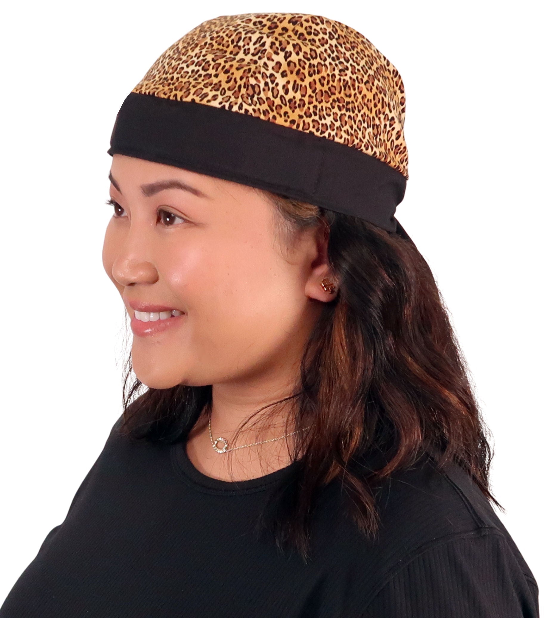 Breathable Cotton Skull Caps: Perfect for Any Activity - Leopard Skin with Black Band Classic Skull Caps