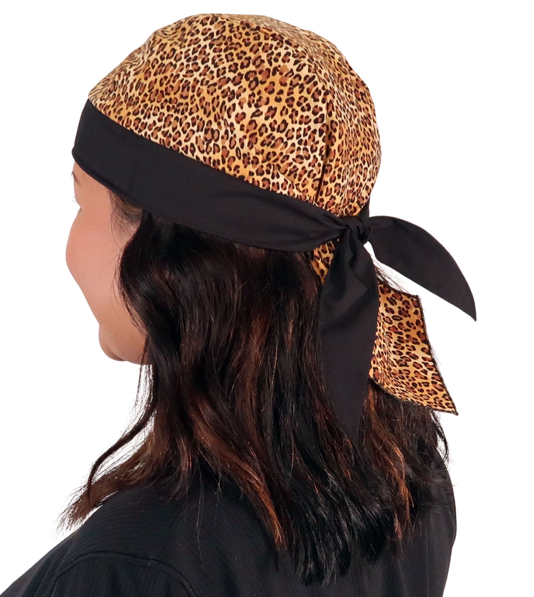 Breathable Cotton Skull Caps: Perfect for Any Activity - Leopard Skin with Black Band Classic Skull Caps