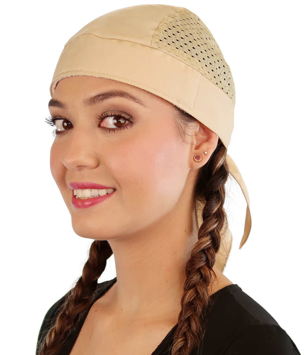 Breathable Cotton Skull Caps with Air Flow Side Panels - Ultimate Comfort Cotton - Tan Air Flow (Mesh Sides) Classic