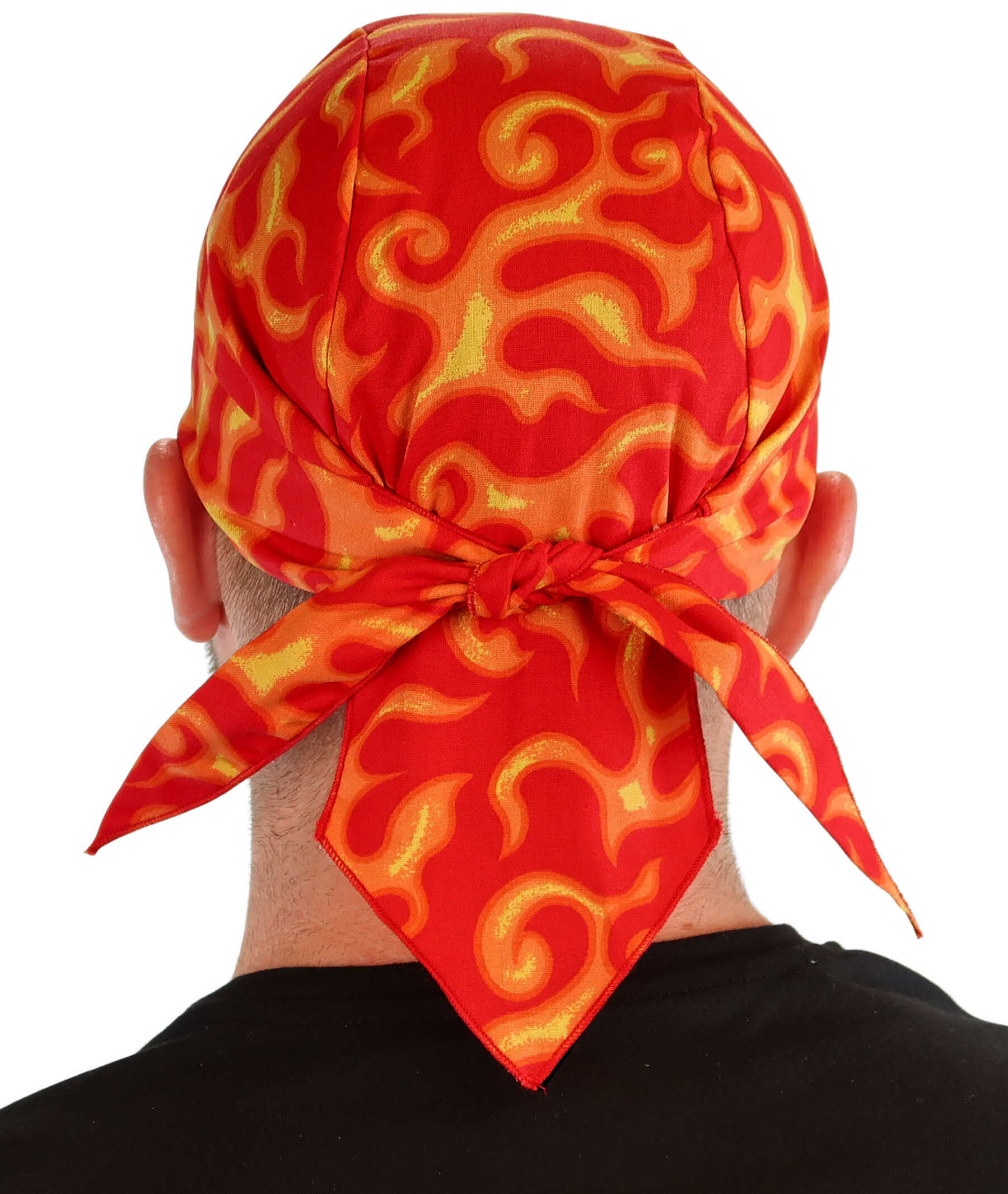 Breathable Cotton Skull Caps: Perfect for Any Activity - Liquid Orange Flames on Red Classic Skull Caps