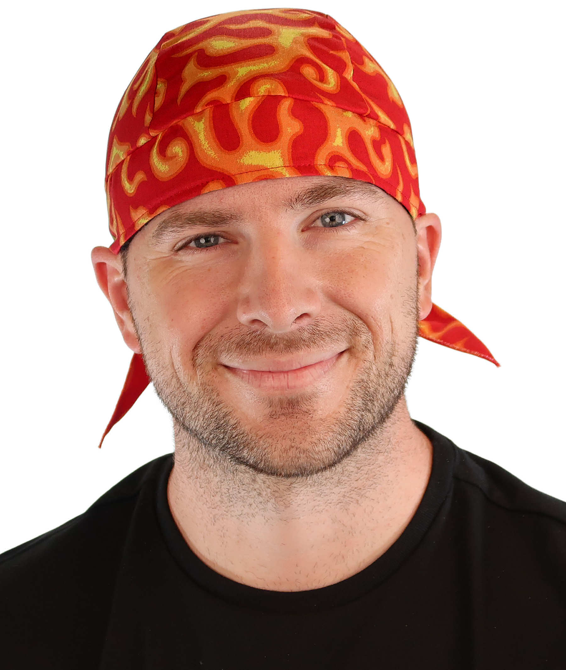 Breathable Cotton Skull Caps: Perfect for Any Activity - Liquid Orange Flames on Red Classic Skull Caps