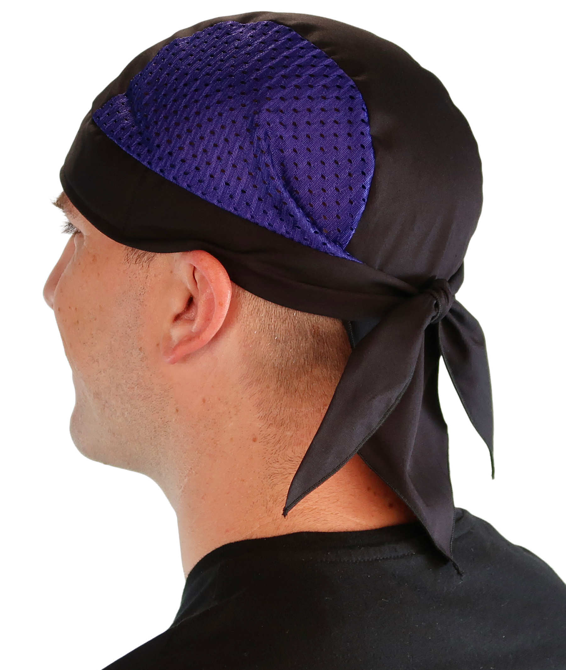 Breathable Cotton Skull Caps with Air Flow Side Panels - Ultimate Comfort Cotton - Purple and Black Air Flow (Mesh