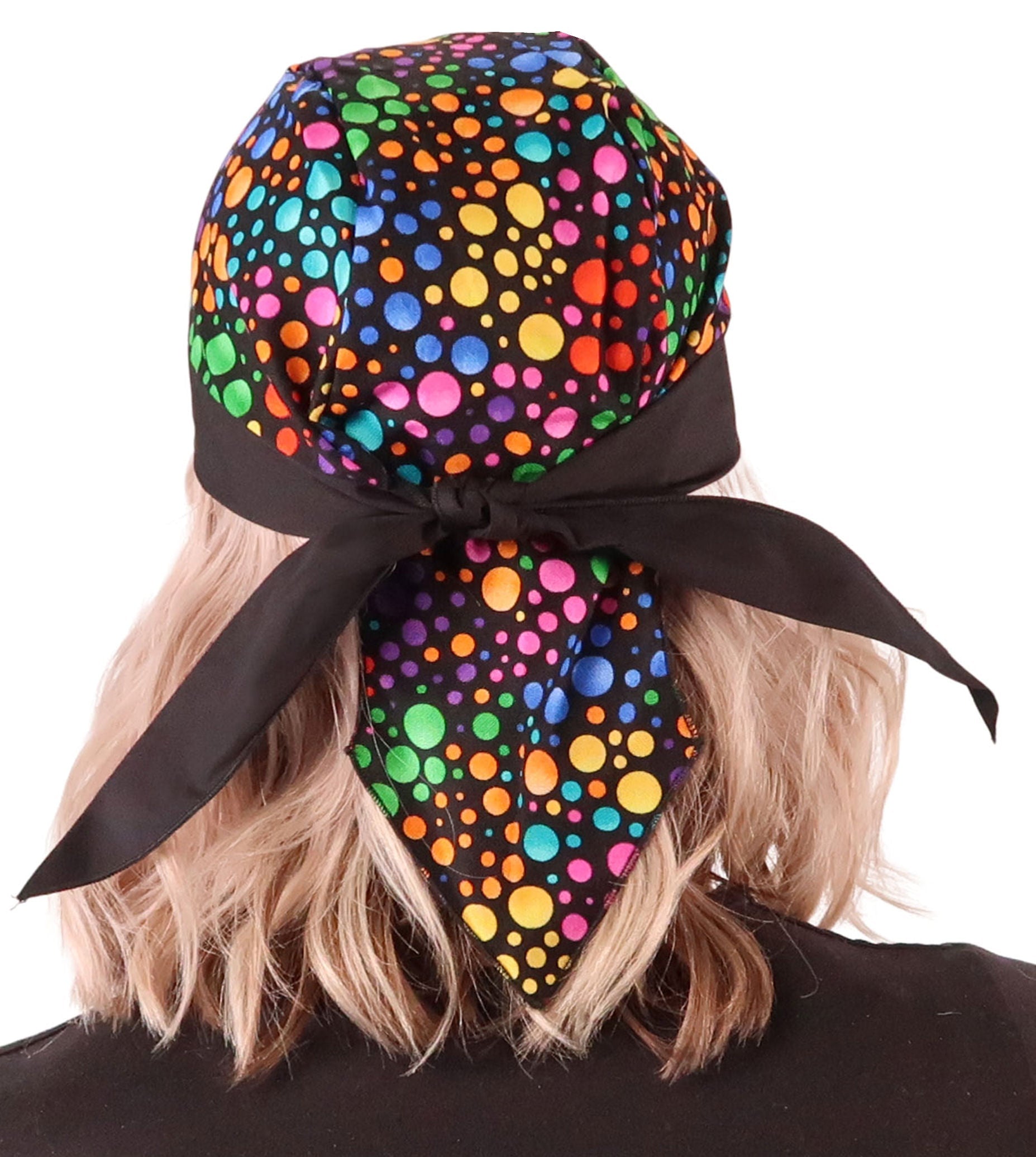 Breathable Cotton Skull Caps: Perfect for Any Activity - Multi Colored Dots on Black Classic Skull Caps
