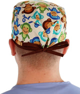 Surgical Cap - Tossed Monkeys with Brown Ties