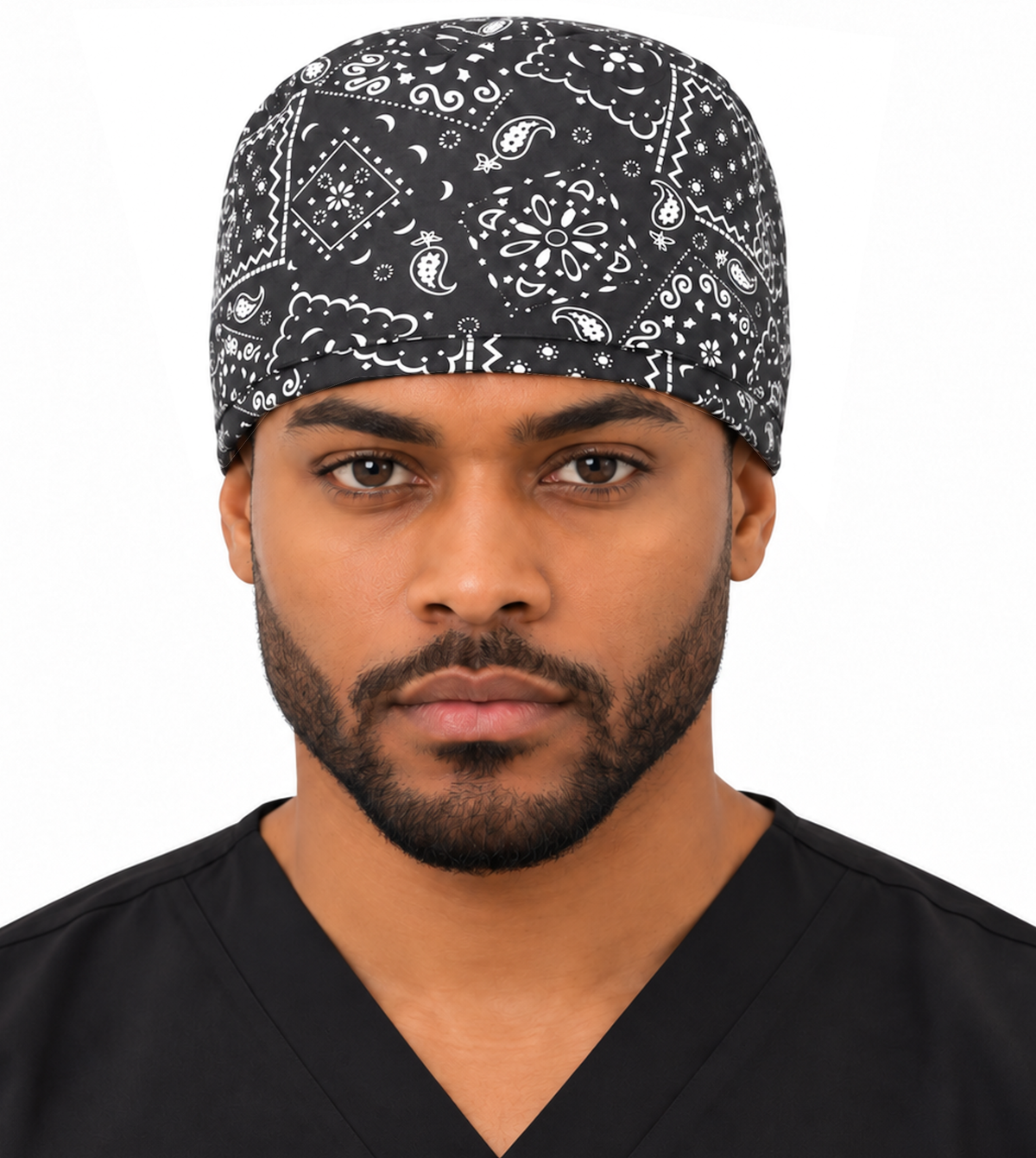 Classic Surgical Scrub Cap - Blazing Black Bandana