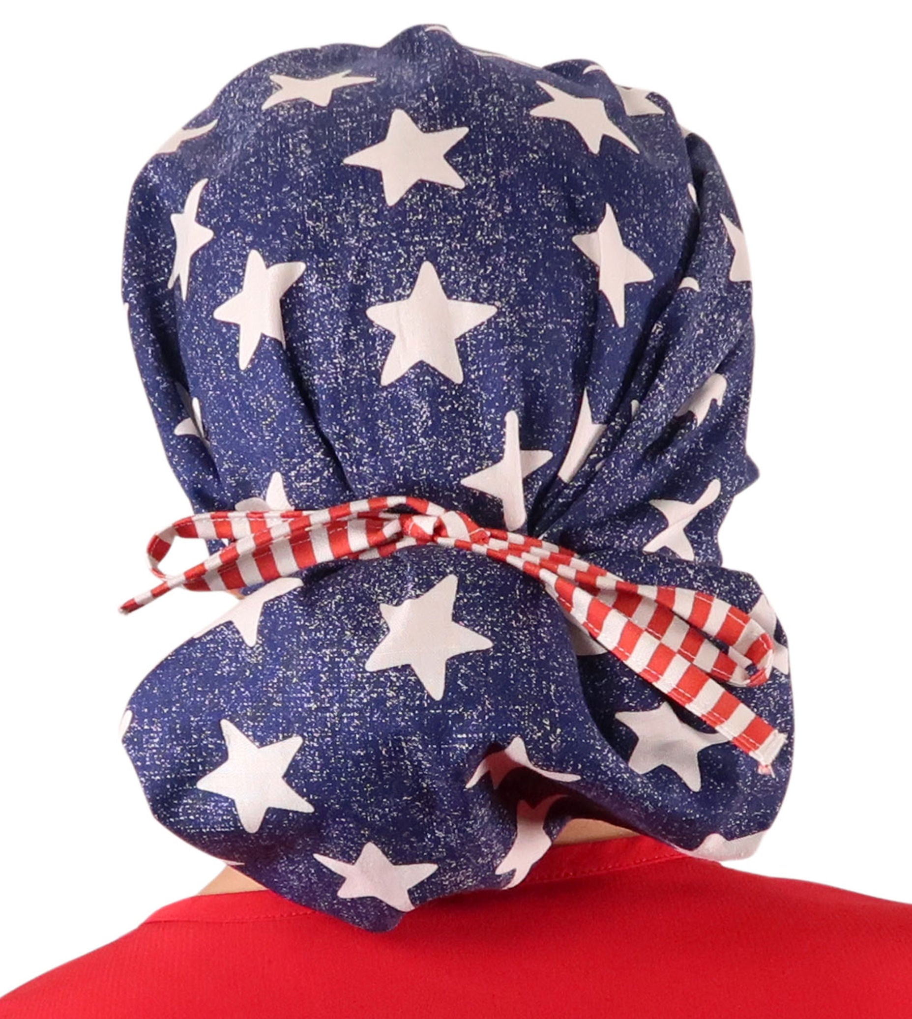 Stylish American Made Banded Bouffant Ponytail Scrub Cap - American Pride Banded Bouffant Surgical Scrub Caps