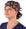 Front Tied Facing View of a Woman Wearing a Bouffant Ponytail Scrub Cap - Falling Leaves on Navy Banded Bouffant Ponytail Surgical Scrub Caps Pattern