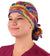 Front Tied Facing View of a Woman Wearing a Bouffant Ponytail Scrub Cap - African Rhythem Banded Bouffant Ponytail Surgical Scrub Caps Pattern