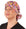 Front Facing Tied View of a Woman Wearing a Bouffant Ponytail Scrub Cap - Peekaboo Kitties Banded Bouffant Ponytail Surgical Scrub Caps Pattern